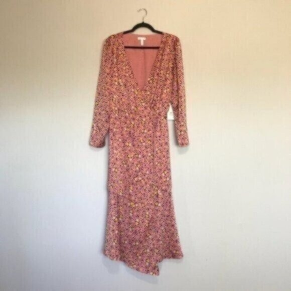 Leith Dresses & Skirts - Leith Size XL Pink Leopard Midi Wrap Dress NWT